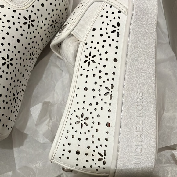 Michael Michael Kors Womens Kane Leather Fashion Sneakers White - Picture 9 of 12